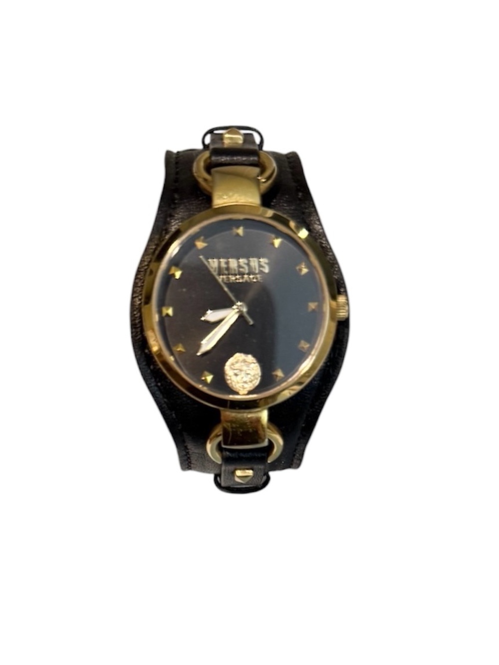 Vintage Versus Versace Leather Wide Band Gold Tone Watch
